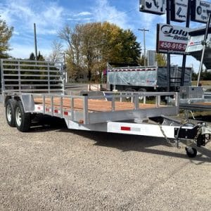 Remorque 6x16 en aluminium 2X3500 lbs avec freins côtés ajourés et panneau rampe