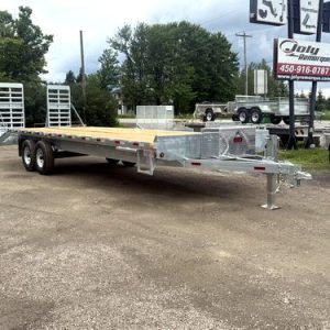 Remorque 102X22+5 2X7920 lbs plateforme deckover galvanisé avec Rampes debouts Laroche
