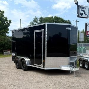 Remorque fermée 7.5X14 2×3500 lbs en aluminium noire panneau composite 0.080 porte rampe avec becquet arrière hauteur 85 po EZ-Hauler XLT PRO (7)