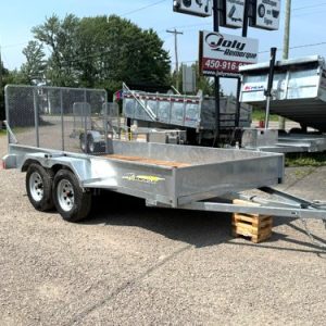 Remorque 66x144 Yves Chamberland 2x3500 lbs galvanisé avec rampe roues 14 po ancrages YCLRF66144-2G