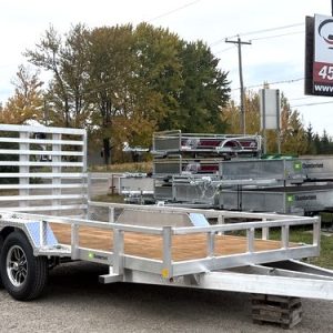 Remorque 82x168 en aluminium 2x3500 lbs avec panneau rampe roues 14 po Yves Chamberland