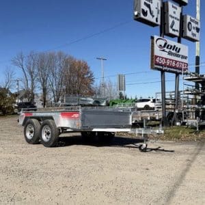 Remorque utilitaire 4.5x8 2x2000 lbs galvanisé avec devant rabattable et pôle allongée Laroche