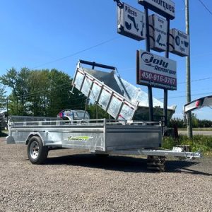Remorque utilitaire 66x123 galvanisé Essieu 3500 lbs Roues 14 po freins électriques Rampe Ancrages Yves Chamberland